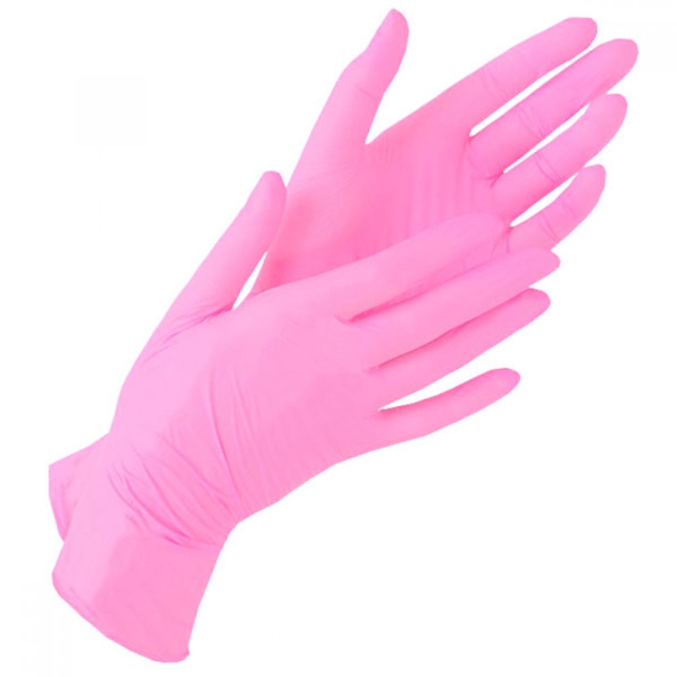 Перчатки нитриловые розовые, размер S, 100 шт.